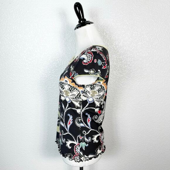 ANAC Designed by Kimi 90s Y2K Artsy Asian Inspired Print Mesh Knit Tee Top M - Picture 4 of 12